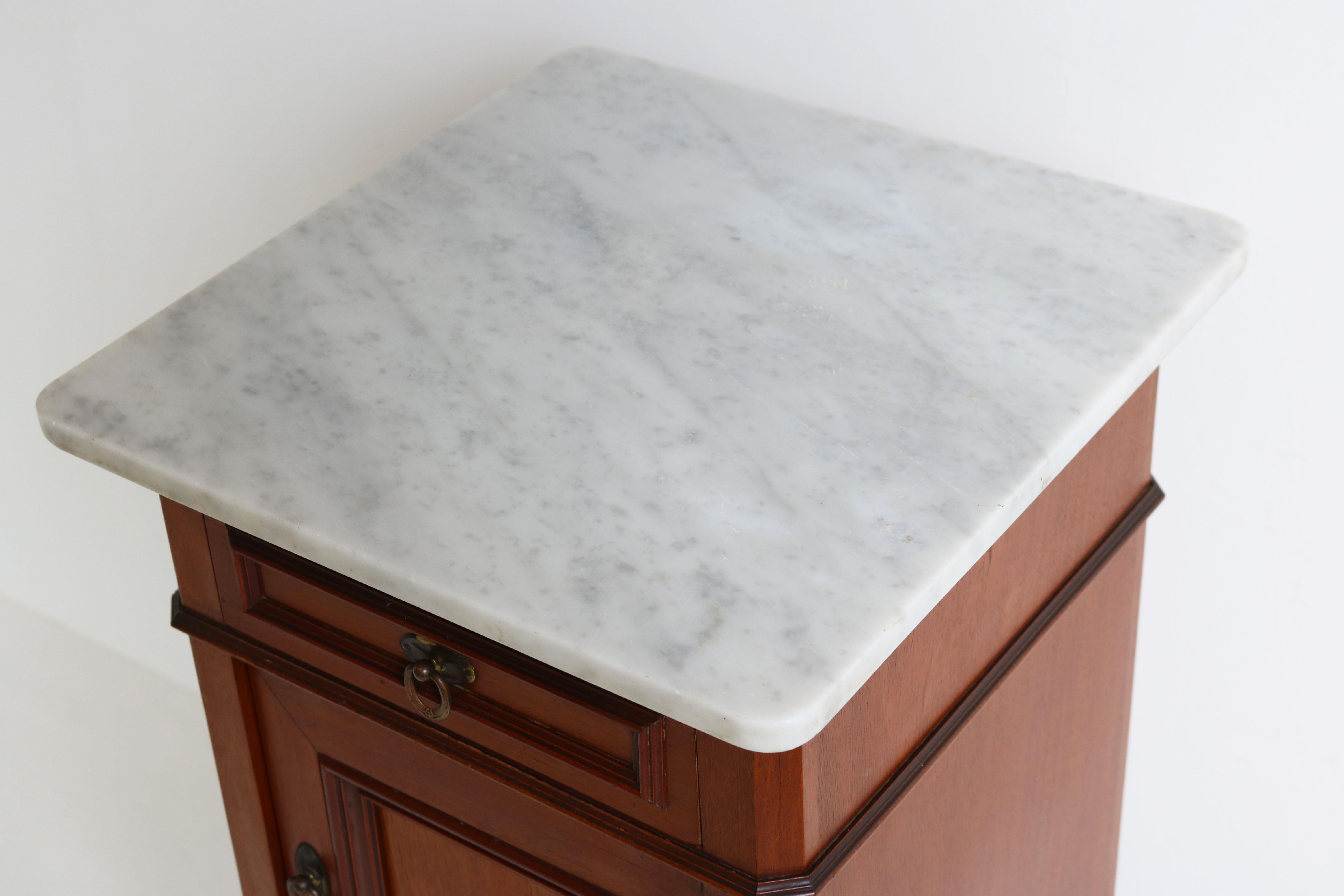 Antique French 19th Century Night stand / Bedside Table Carrara Marble 3