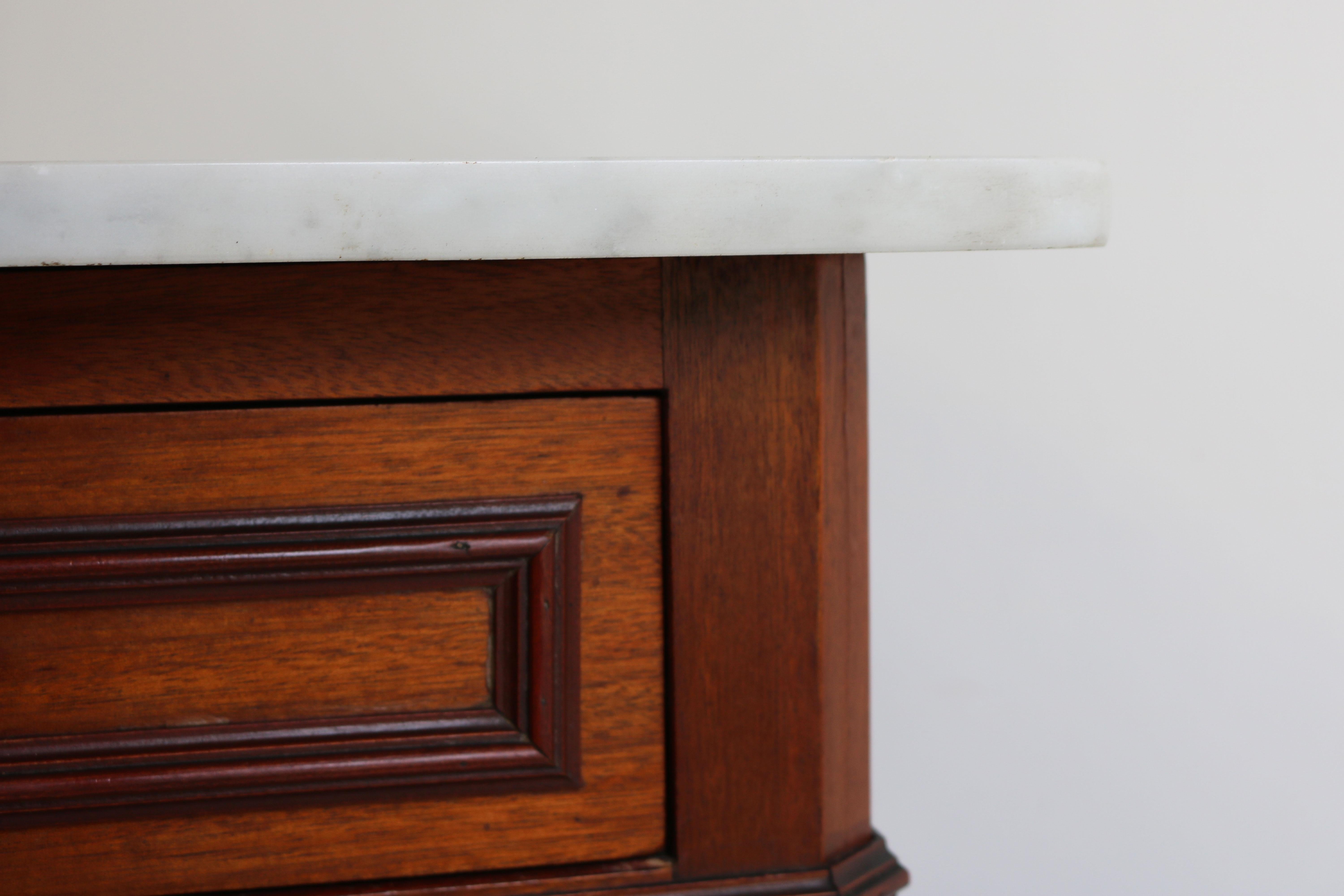 Antique French 19th Century Night stand / Bedside Table Carrara Marble 4