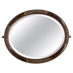 Antique French 19th Century Oval Giltwood And Faux Tortoiseshell Mirror C.1830