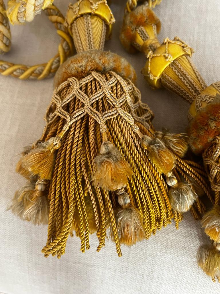 Wool Antique French 19th Century Pair of Drapery Tassels For Sale