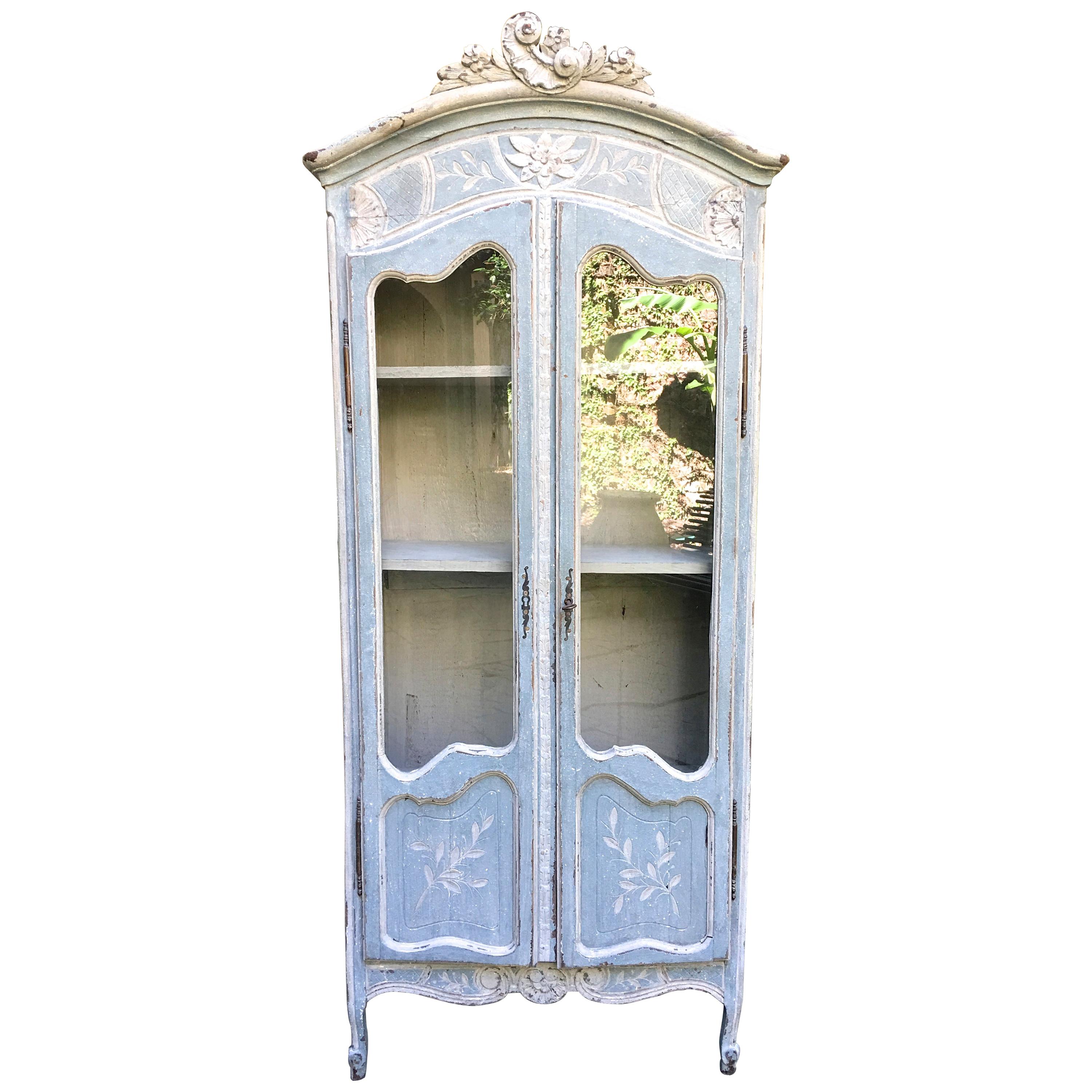 Antique French 19th Century Petite Louis XV Biblioteque For Sale