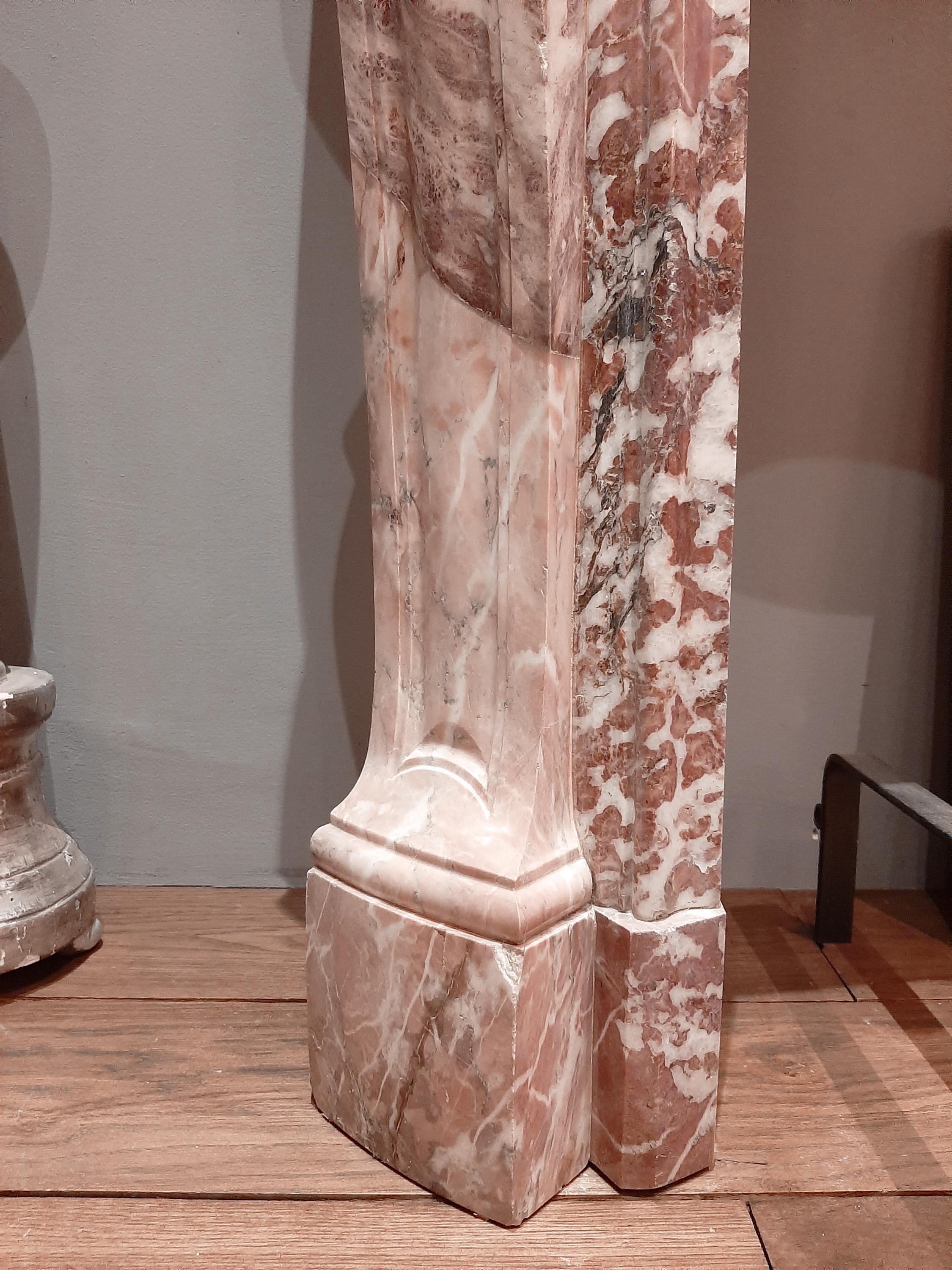 Antique French 19th Century Pink Marble Mantelpiece For Sale 9
