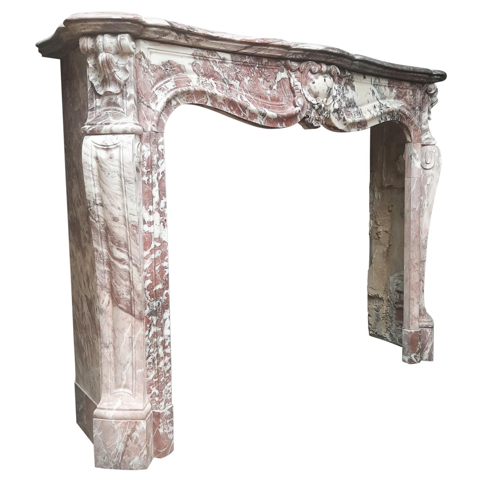 Antique French 19th Century Pink Marble Mantelpiece