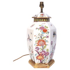 Antique French 19th Century Porcelain Hexagonal Table Lamp