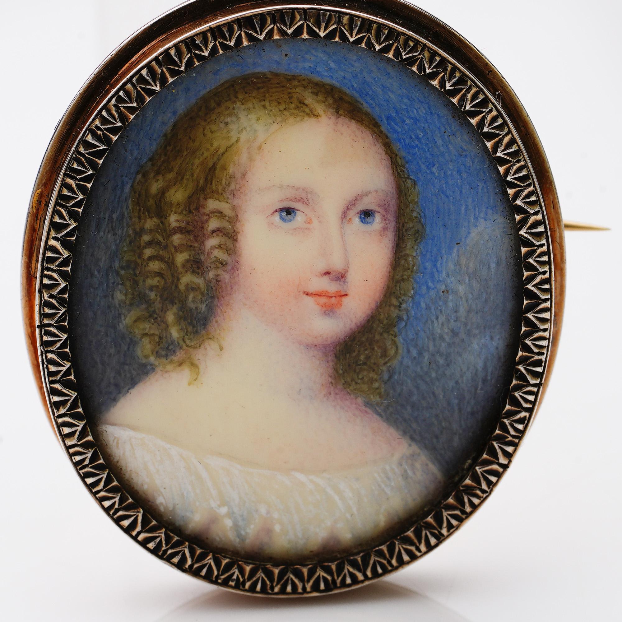 Antikes französisches Miniaturporträt von Prinzessin Louise von Frankreich aus dem 19. Jahrhundert für Damen oder Herren im Angebot