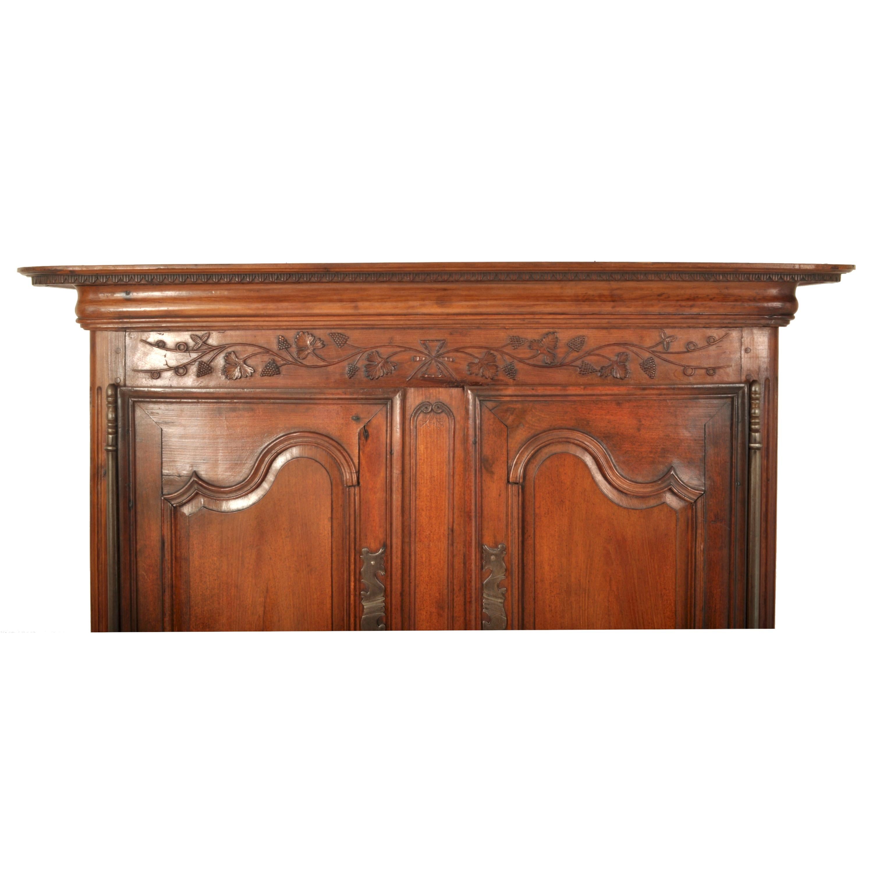 Antique French 19th Century Provincial Fruitwood Buffet a' Deux Corps Dated 1851 For Sale 3