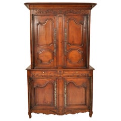 Antique French 19th Century Provincial Fruitwood Buffet a' Deux Corps Datato 1851