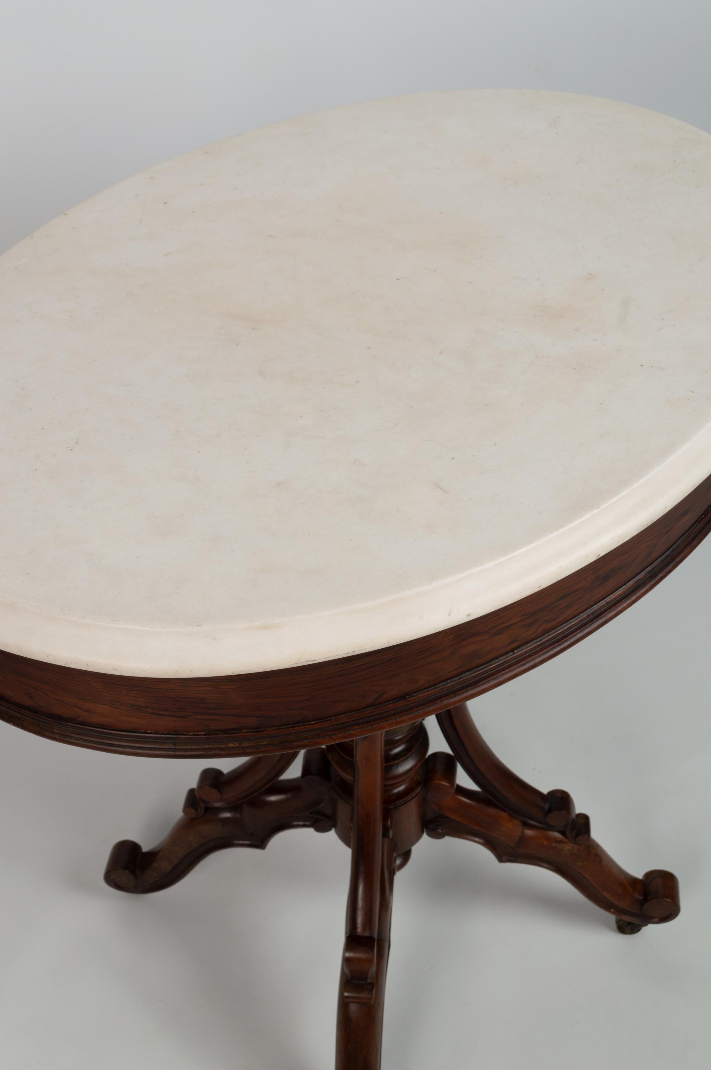 Antique French 19th Century Rosewood and Marble Oval Occasional Table C1850 For Sale 6
