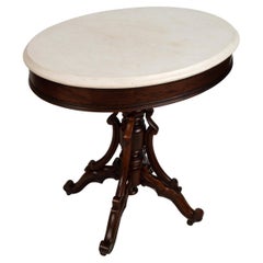 Antique French 19th Century Rosewood and Marble Oval Occasional Table C1850
