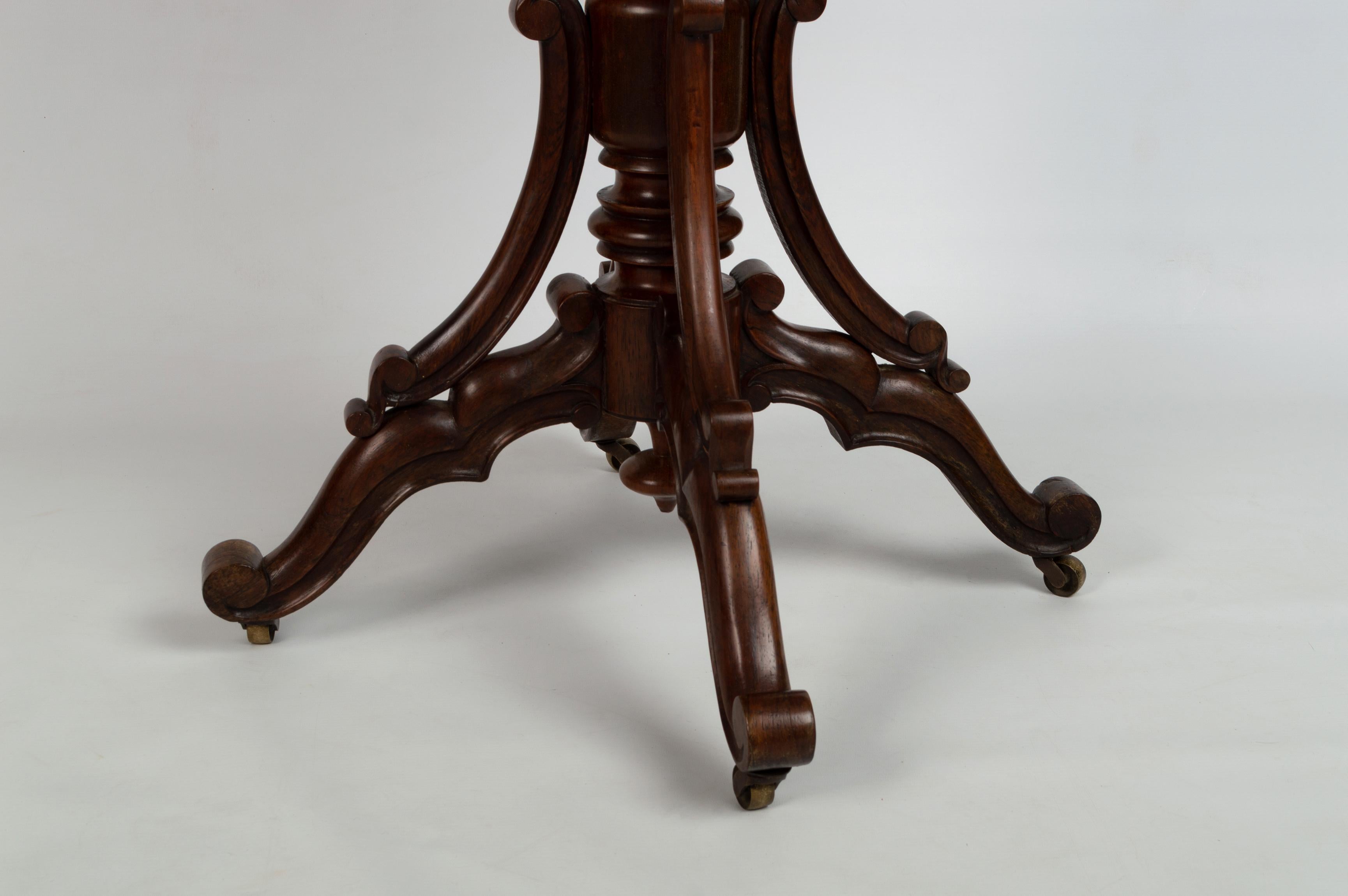 Antique French 19th Century Rosewood and Marble Oval Occasional Table C1850 For Sale 1