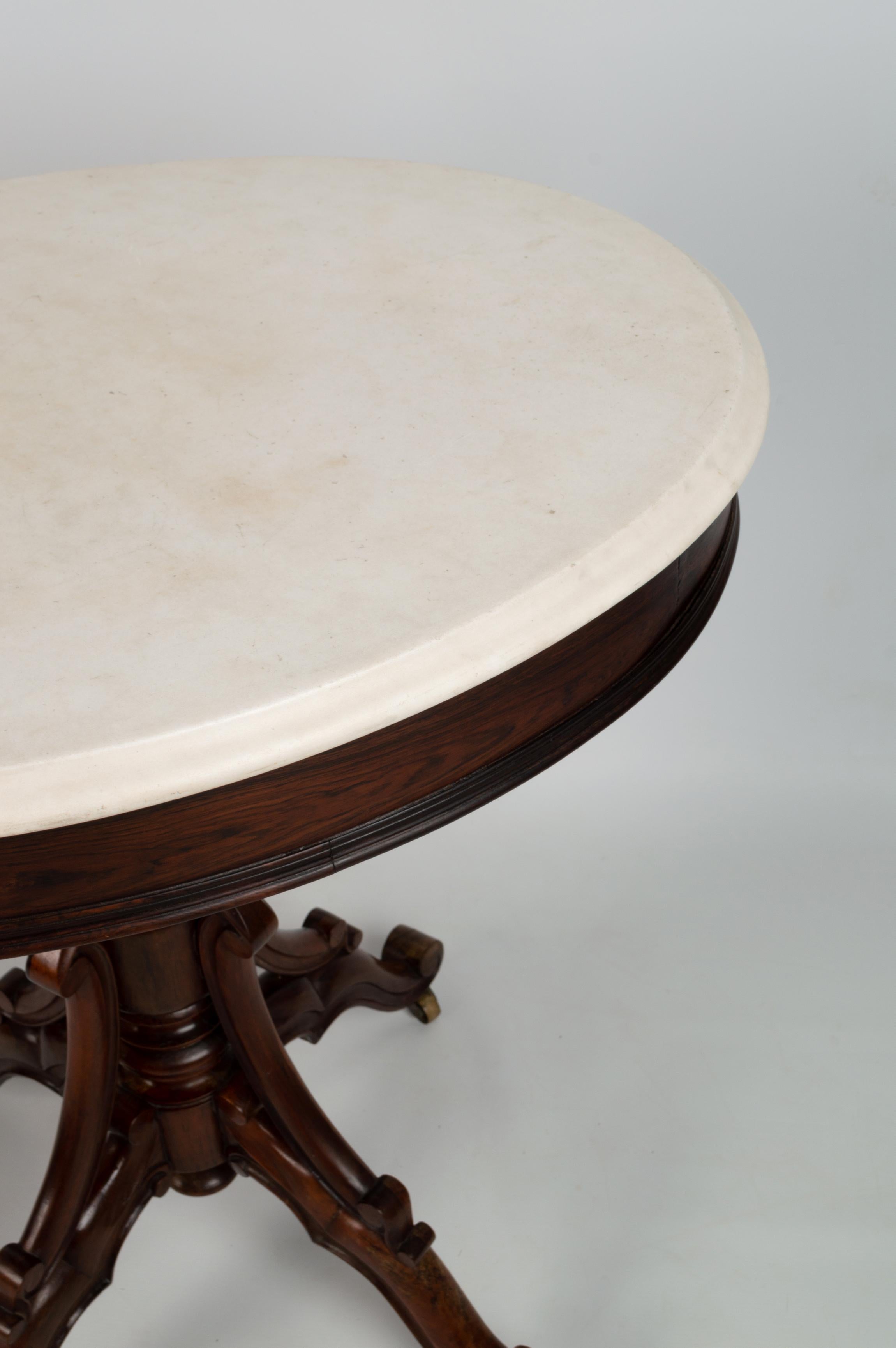 Antique French 19th Century Rosewood and Marble Oval Occasional Table C1850 For Sale 5