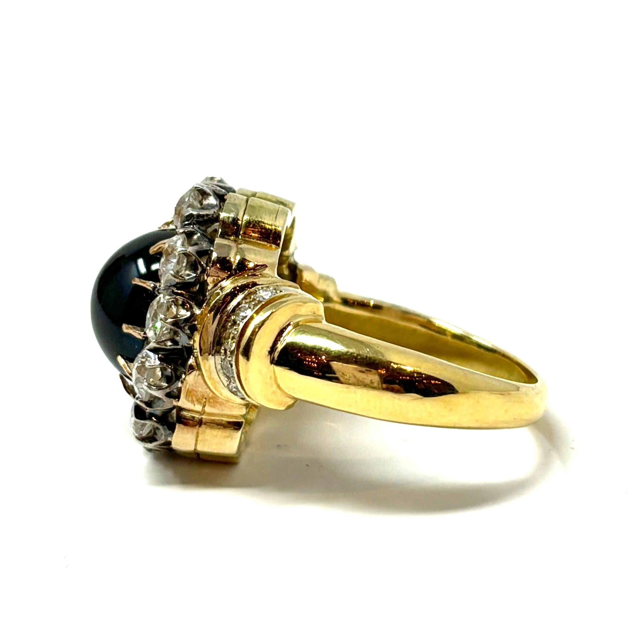 Antique French 19th Century Sapphire and Diamond Ring, Circa 1880-90 In Good Condition In New Orleans, LA