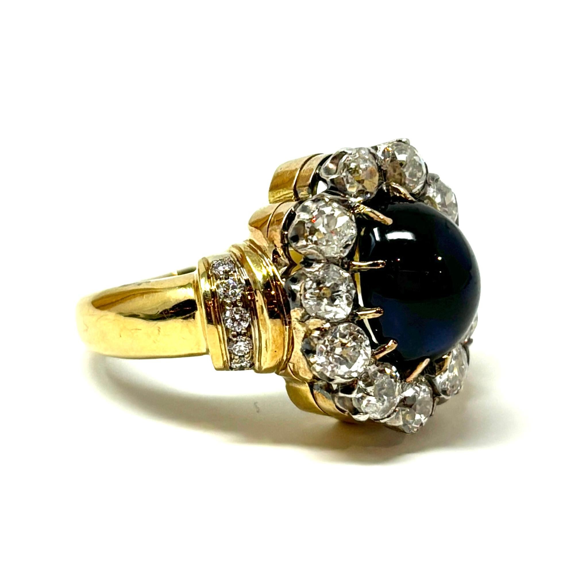 Antique French 19th Century Sapphire and Diamond Ring, Circa 1880-90 1