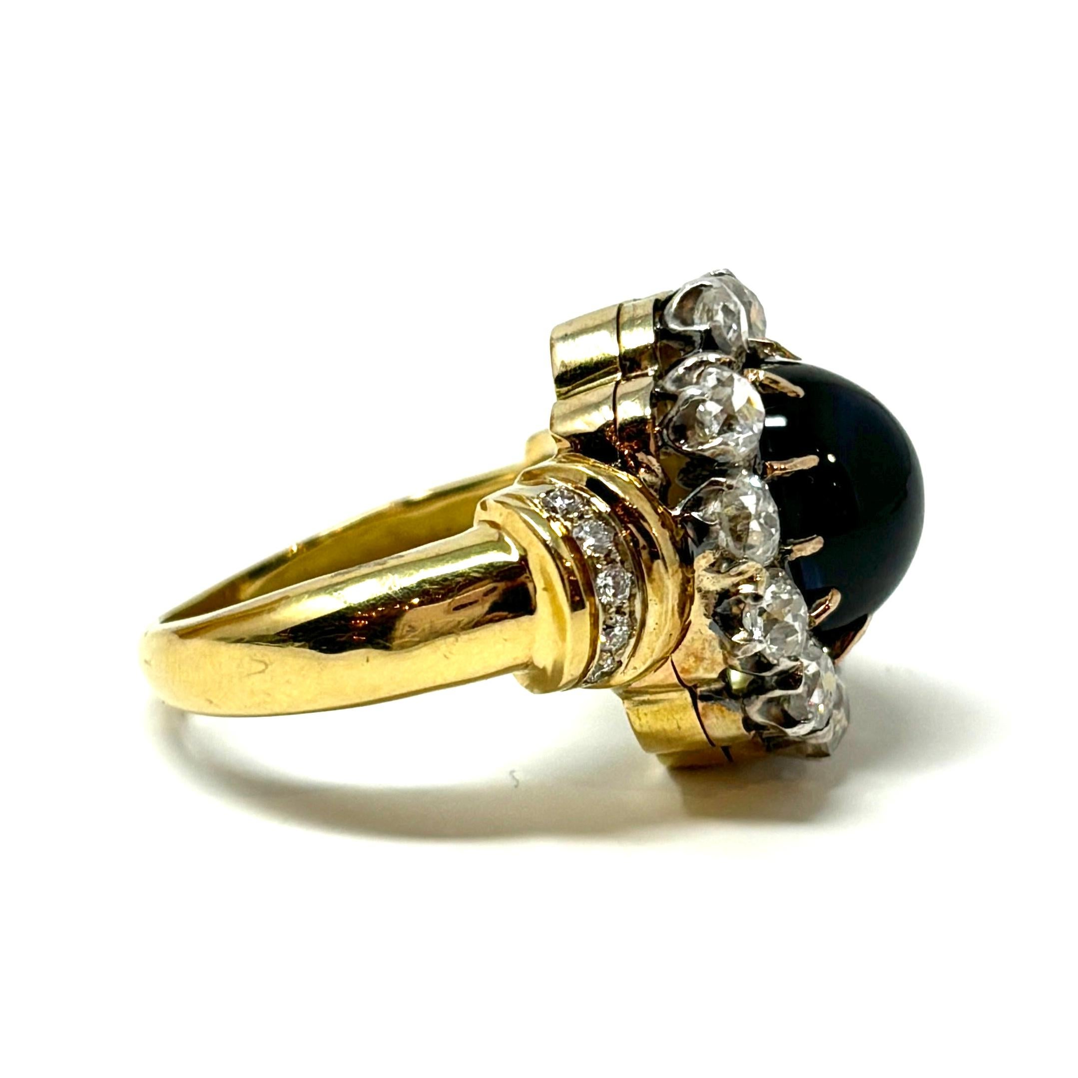 Antique French 19th Century Sapphire and Diamond Ring, Circa 1880-90 2