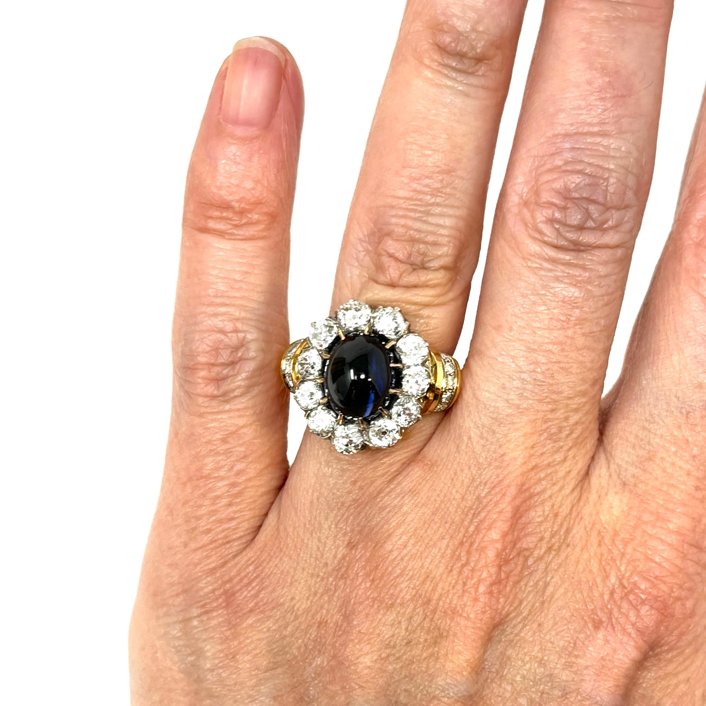 Antique French 19th Century Sapphire and Diamond Ring, Circa 1880-90 4