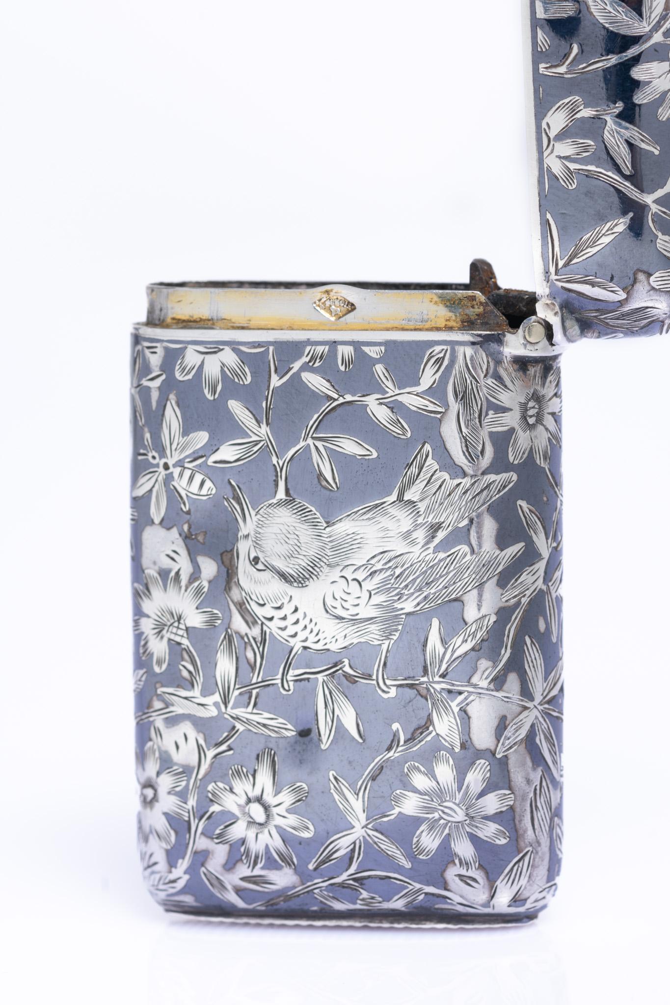 Antique French 19th Century Silver & Niello Vesta Case By A. Dubois in vendita 5
