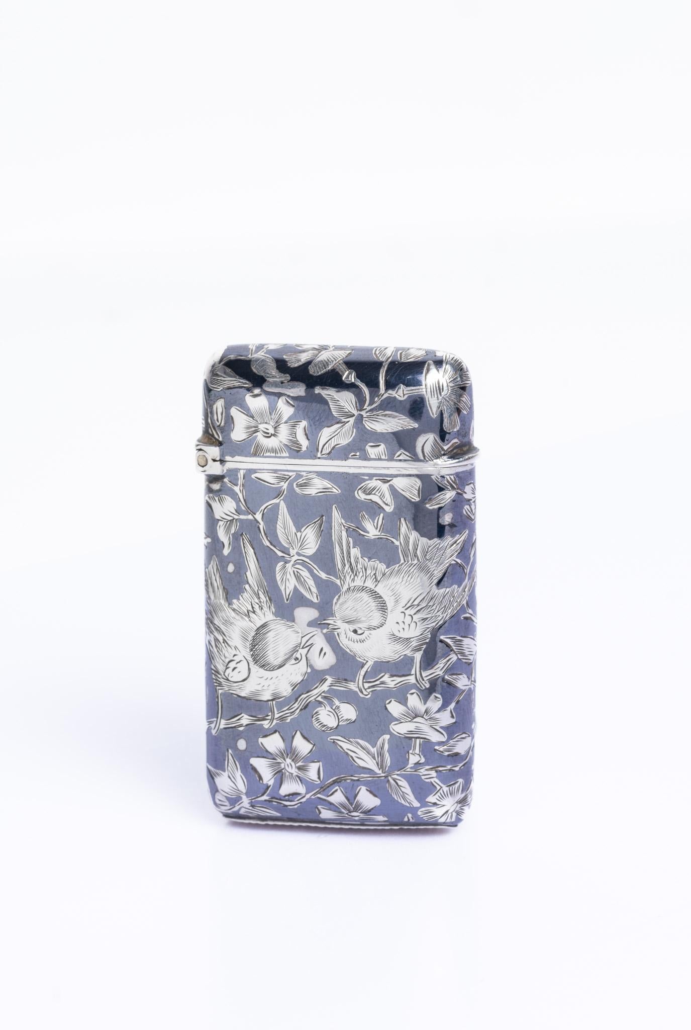 Estetismo Antique French 19th Century Silver & Niello Vesta Case By A. Dubois in vendita