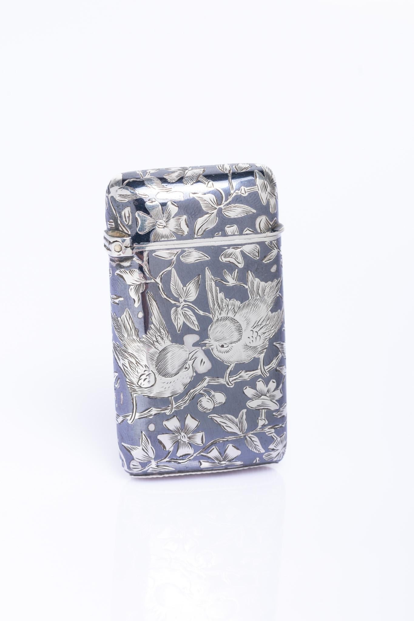 Antique French 19th Century Silver & Niello Vesta Case By A. Dubois In condizioni buone in vendita a Portland, England