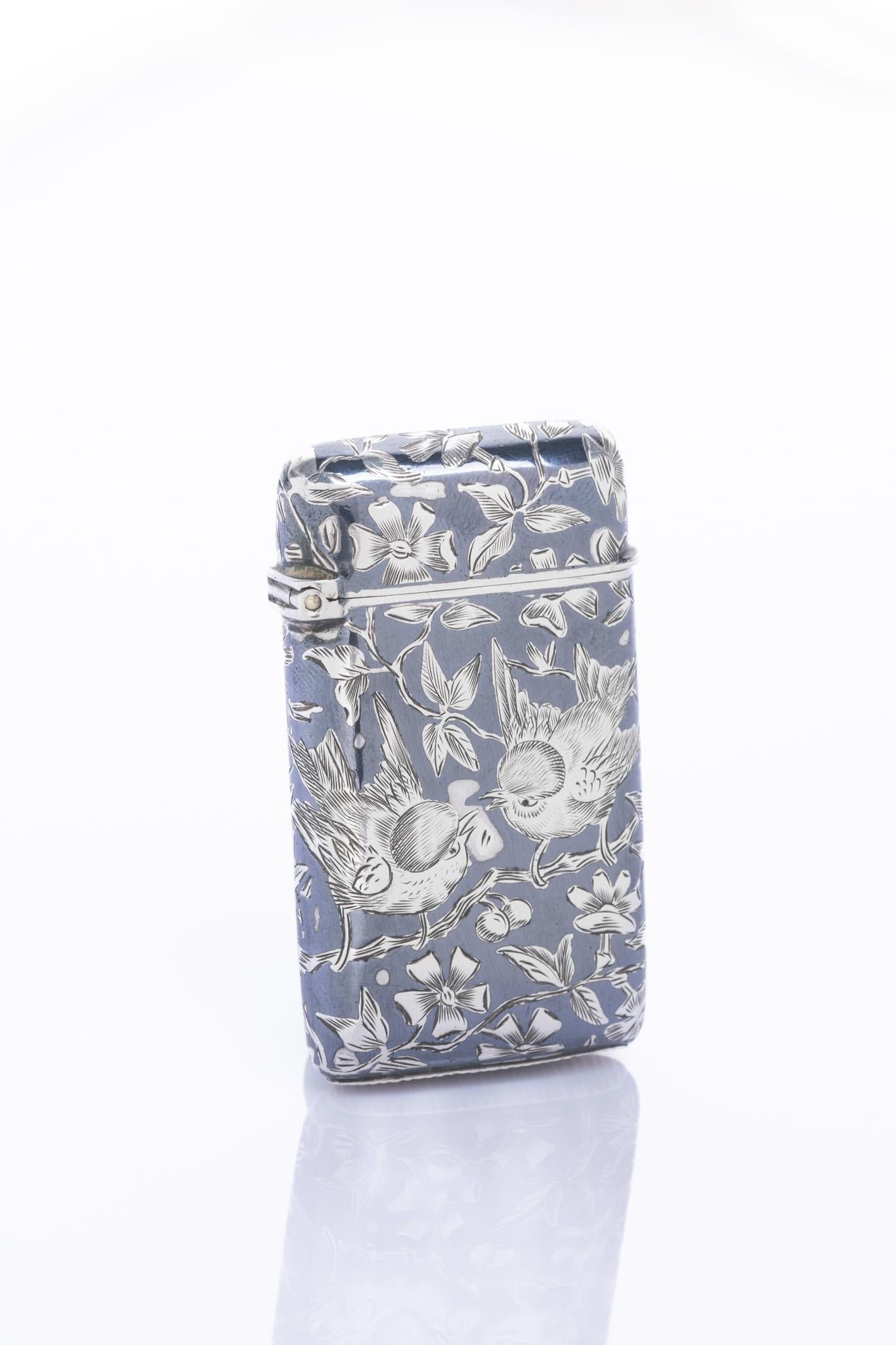 da uomo o donna Antique French 19th Century Silver & Niello Vesta Case By A. Dubois in vendita