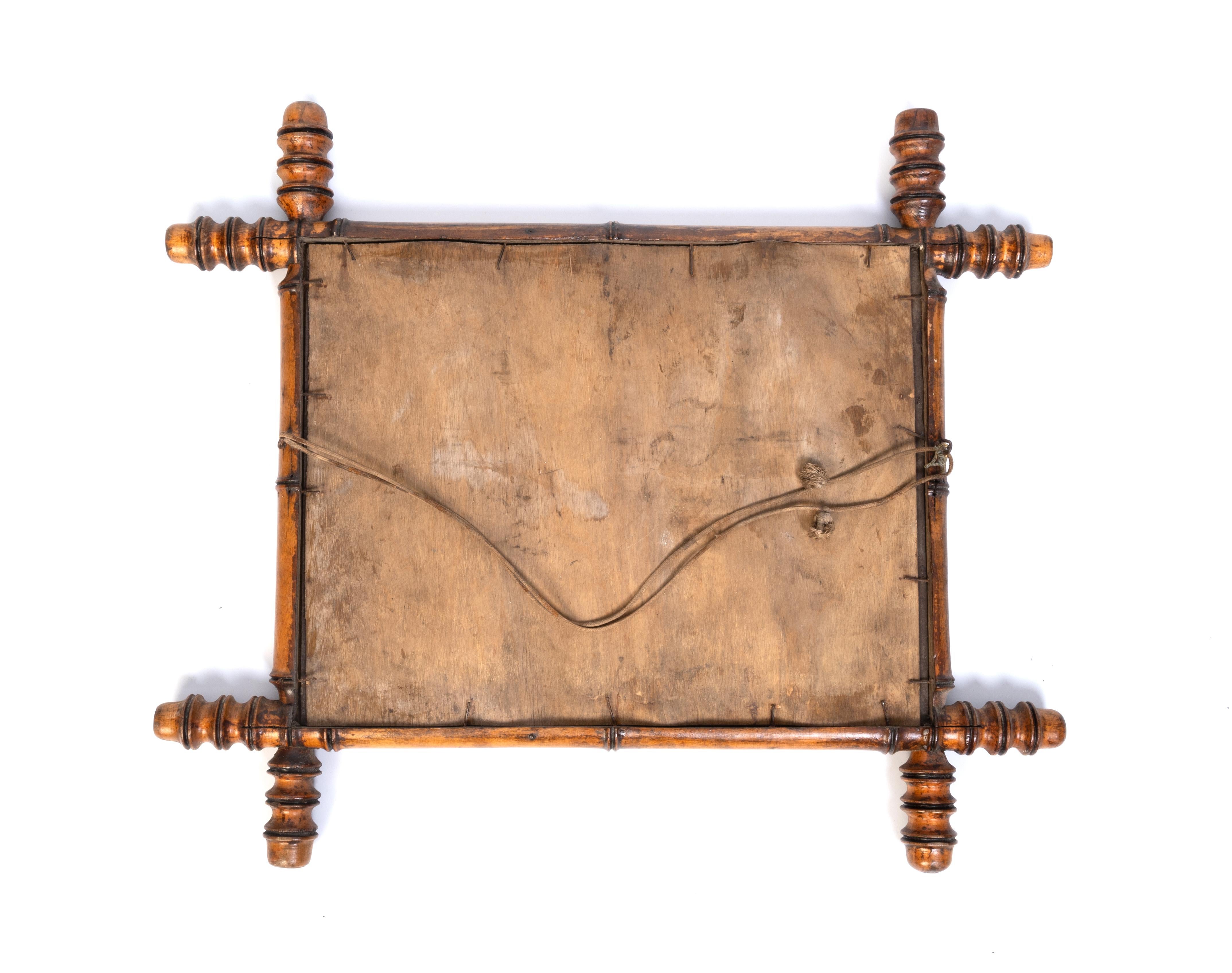 Miroir mural ancien en simili-bambou du 19ème siècle en vente 2