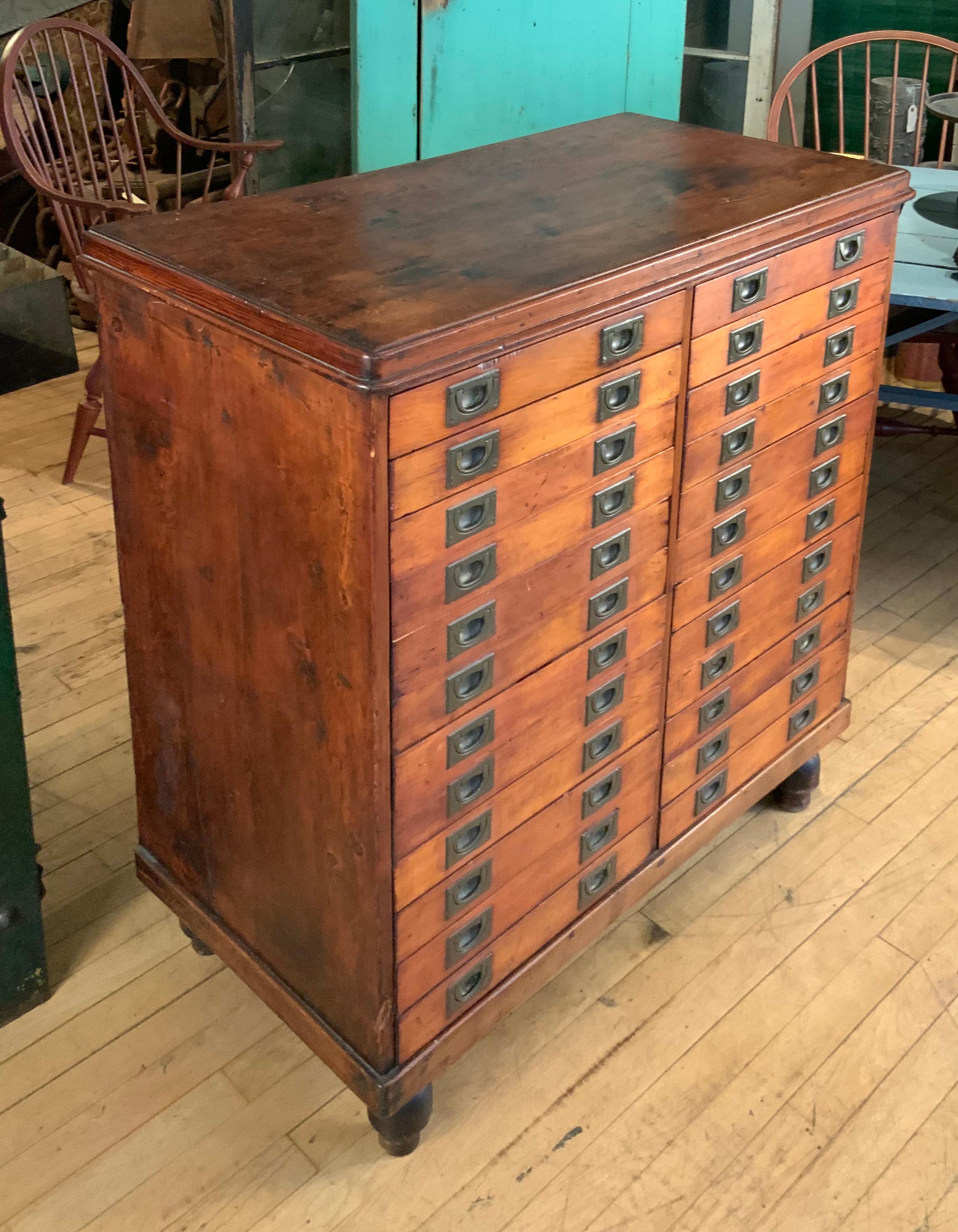 Antique French 19th Century Twenty-Four Drawer Specimen Chest In Good Condition In Hudson, NY