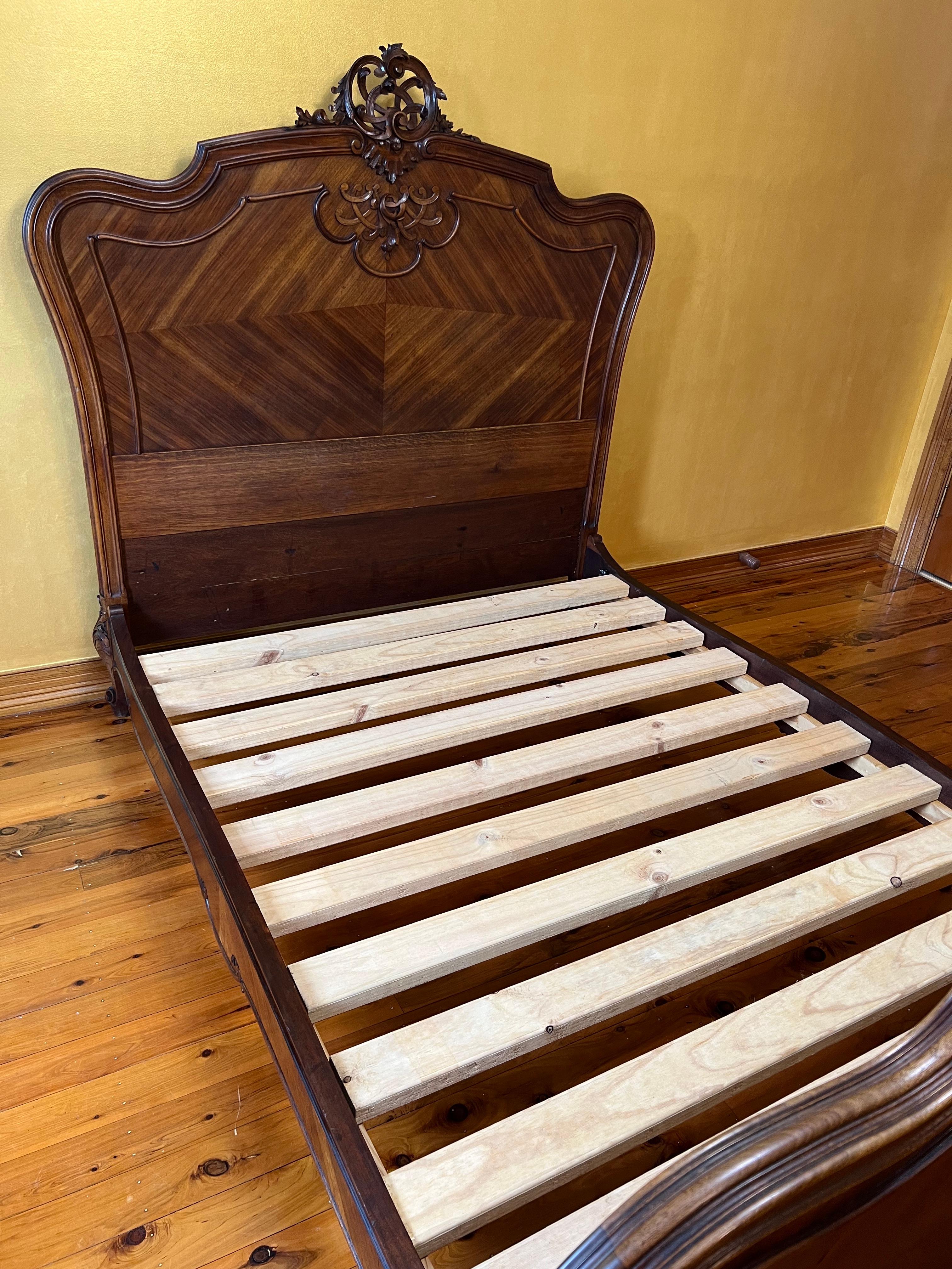 Antique French 19th Century Walnut Double Bed For Sale 4
