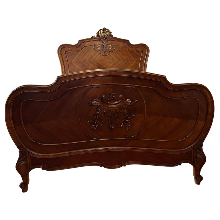 Antique French 19th Century Walnut Double Bed For Sale at 1stDibs