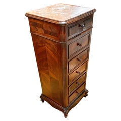 Antique French 19th Century Walnut & Marble Nightstand (Comodino in noce e marmo)