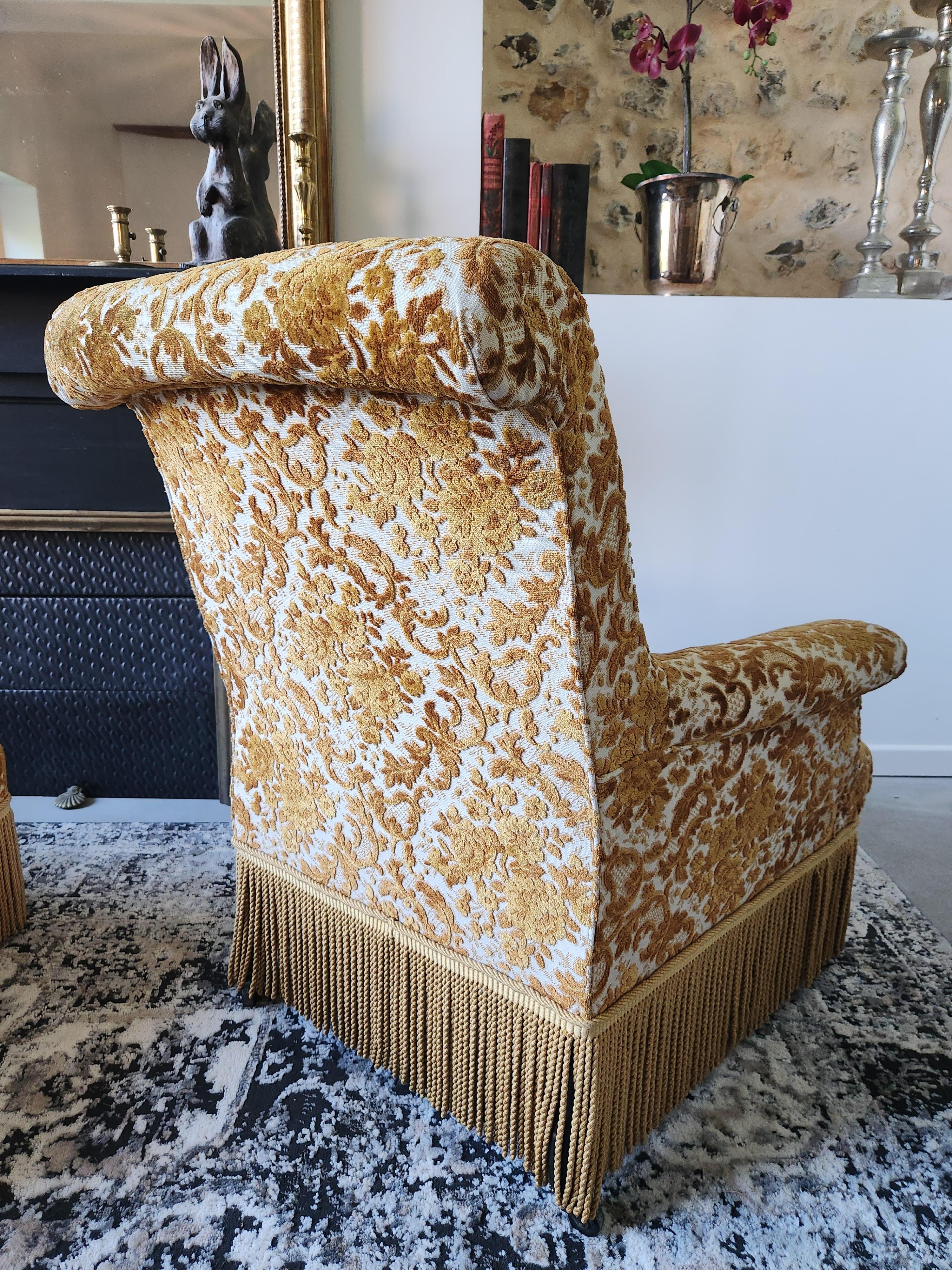 Fauteuil et Ottoman ancien français 19ème Napoléon III en vente 4