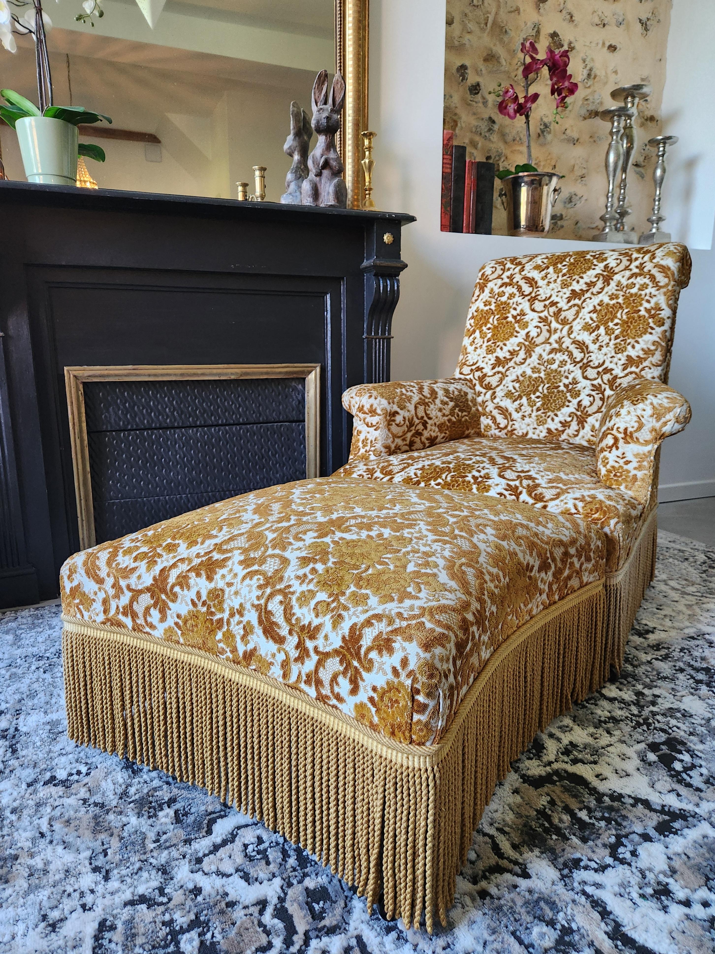 XIXe siècle Fauteuil et Ottoman ancien français 19ème Napoléon III en vente