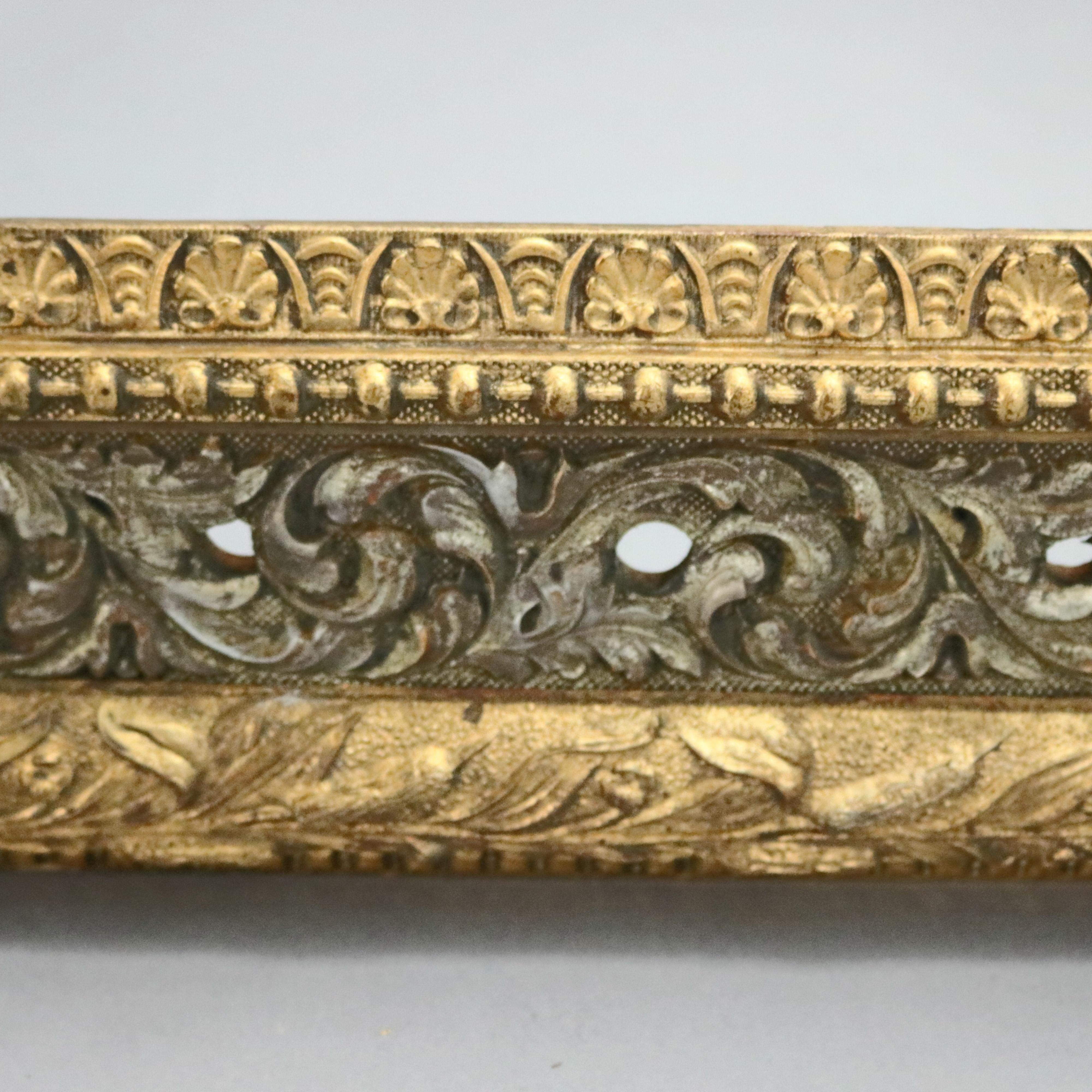19th Century Antique French 1st Finish Silver & Gold Foliate Giltwood Art Frame, circa 1880