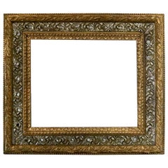 Antique French 1st Finish Silver & Gold Foliate Giltwood Art Frame, circa 1880