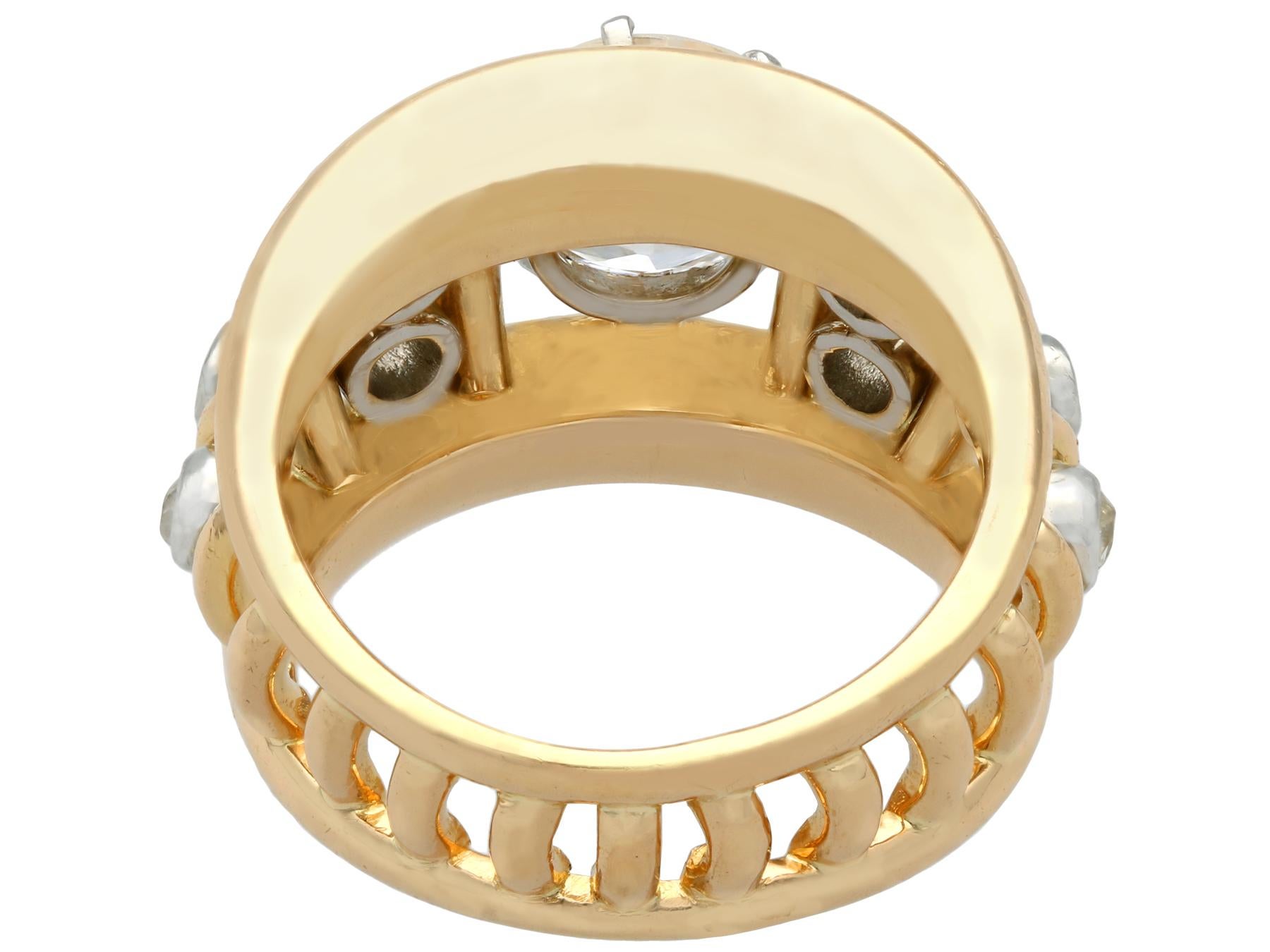 Antique French 2.00 Carat Diamond Yellow Gold Platinum Set Cocktail Ring In Excellent Condition For Sale In Jesmond, Newcastle Upon Tyne