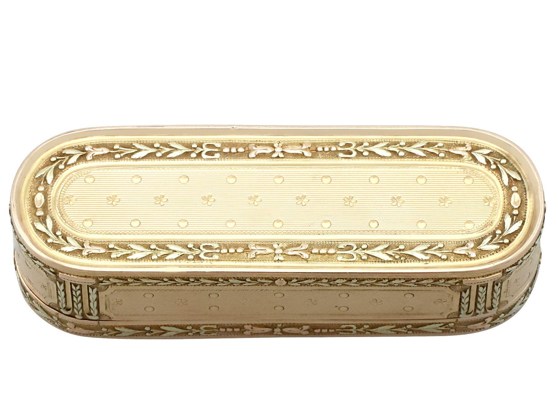 Late 19th Century Antique French 20k Gold Snuff Box, Circa 1870 For Sale
