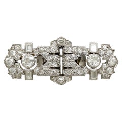Antique French 2.58 Carat Diamond, Platinum and White Gold Double Clip Brooch