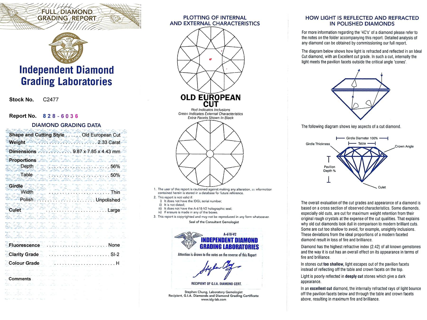 Antique French 2.69 Carat Diamond and Platinum Pendant For Sale 6