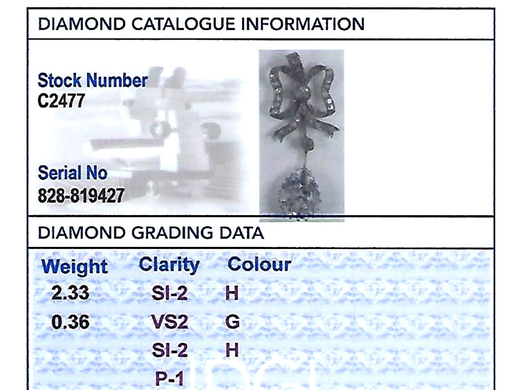 Antique French 2.69 Carat Diamond and Platinum Pendant For Sale 4