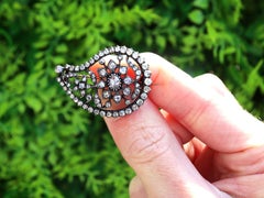 Antique French 2.84 Carat Diamond and 9k Yellow Gold Leaf Brooch