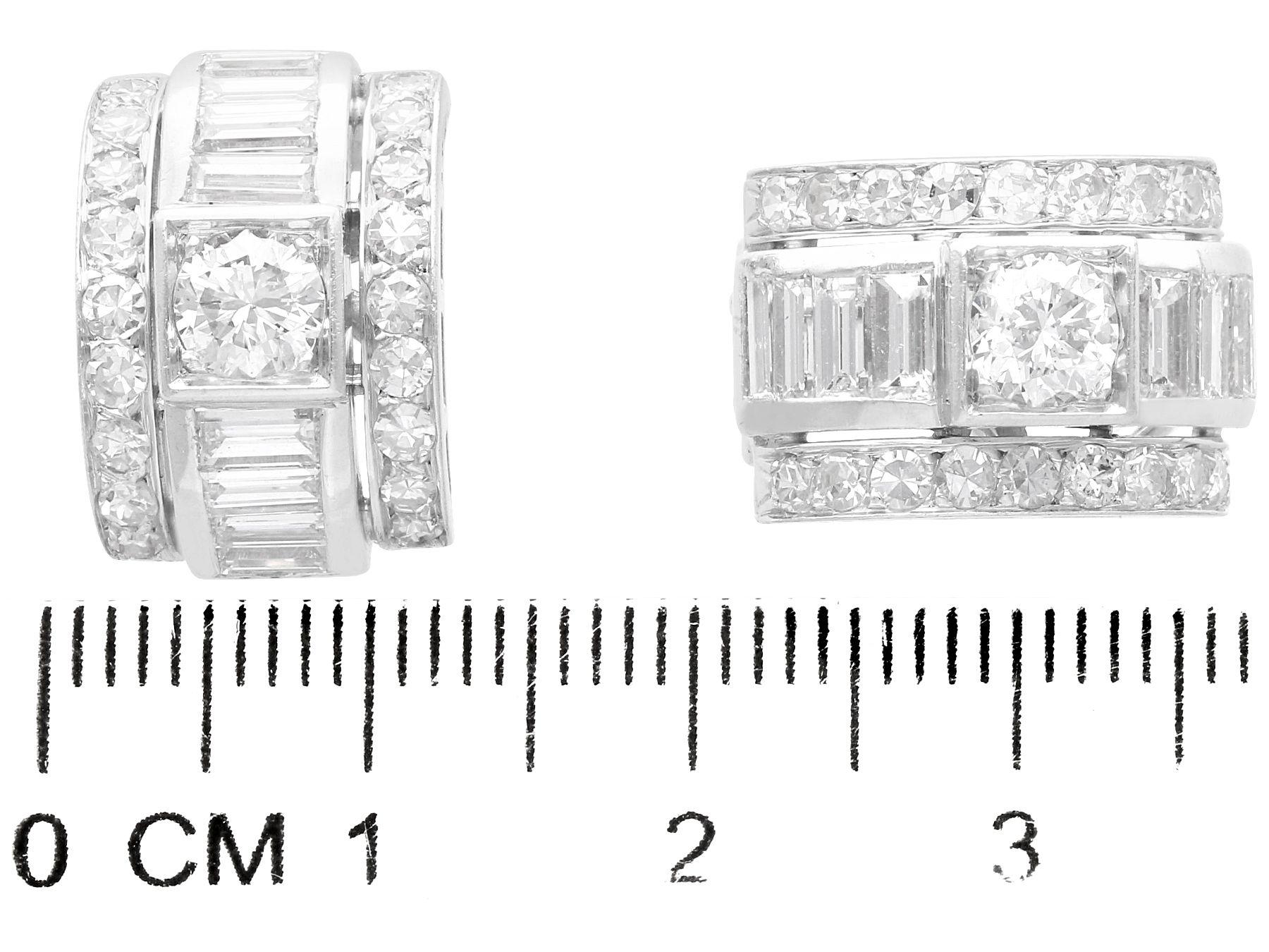 Women's or Men's Antique French 2.87 Carat Diamond and White Gold Earrings, Circa 1935 For Sale