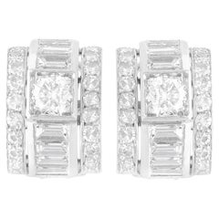 Boucles d'oreilles françaises anciennes en or blanc et diamants de 2,87 carats, c. 1935