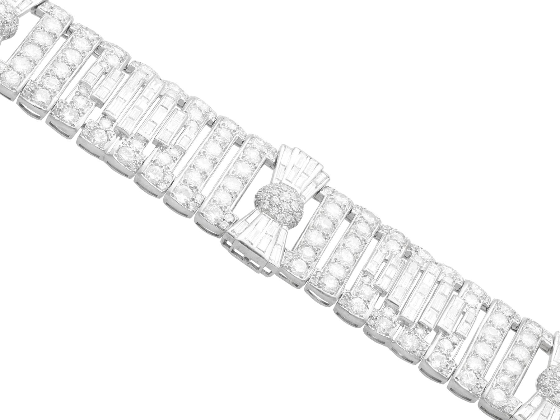 French Art Deco 29.42 Carat Diamond and 18k White Gold Bracelet For Sale 5