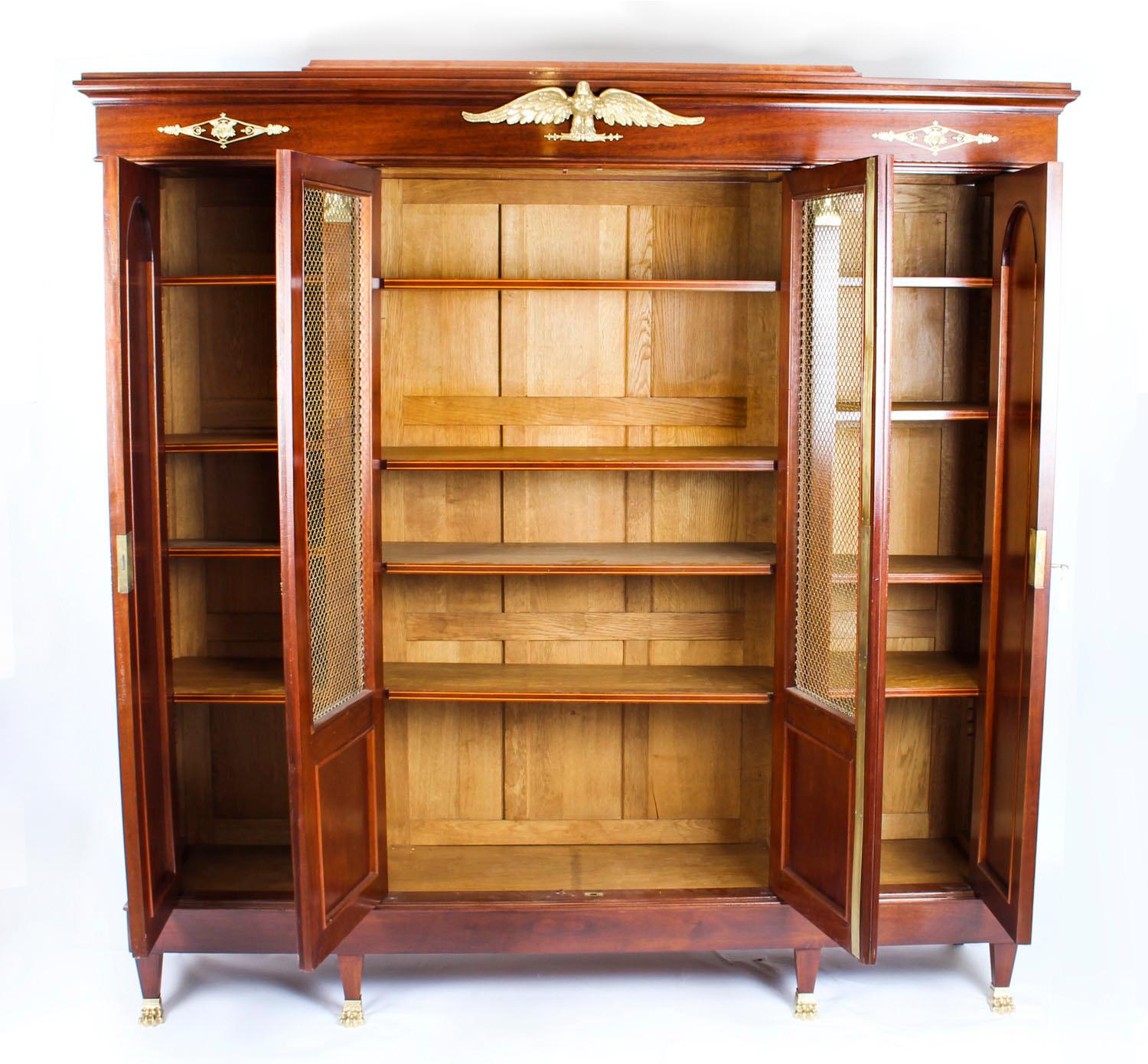 Antique French 2nd Empire 4-Door Mahogany Bookcase, 19th Century 11