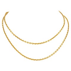 Antique French 32 Inch 18k Yellow Gold Chain Necklace