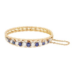 Antique French 3.40ct Sapphire and Diamond Bangle, um 1900