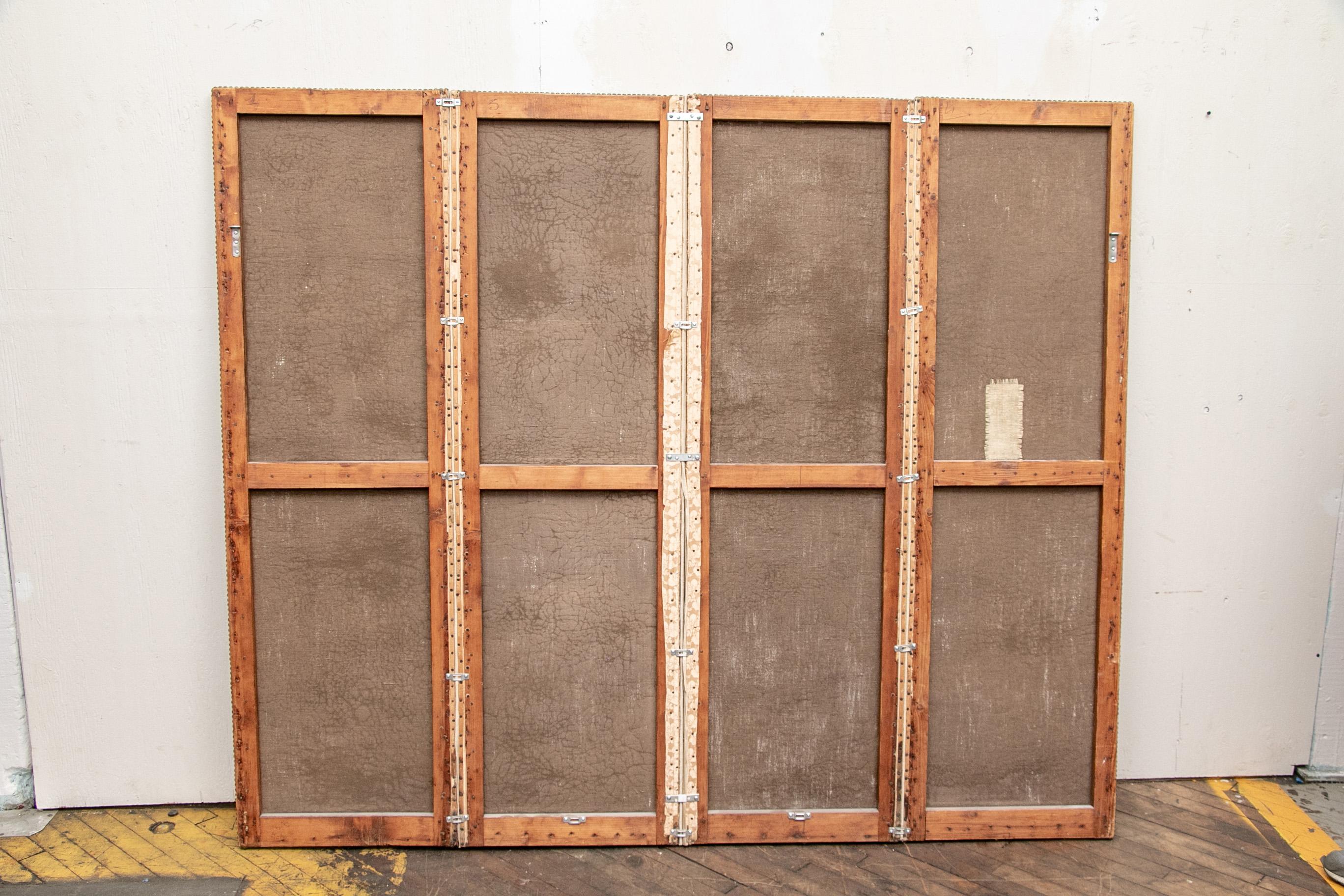 Antique French 4 Panel  19th Century Painted Screen 4