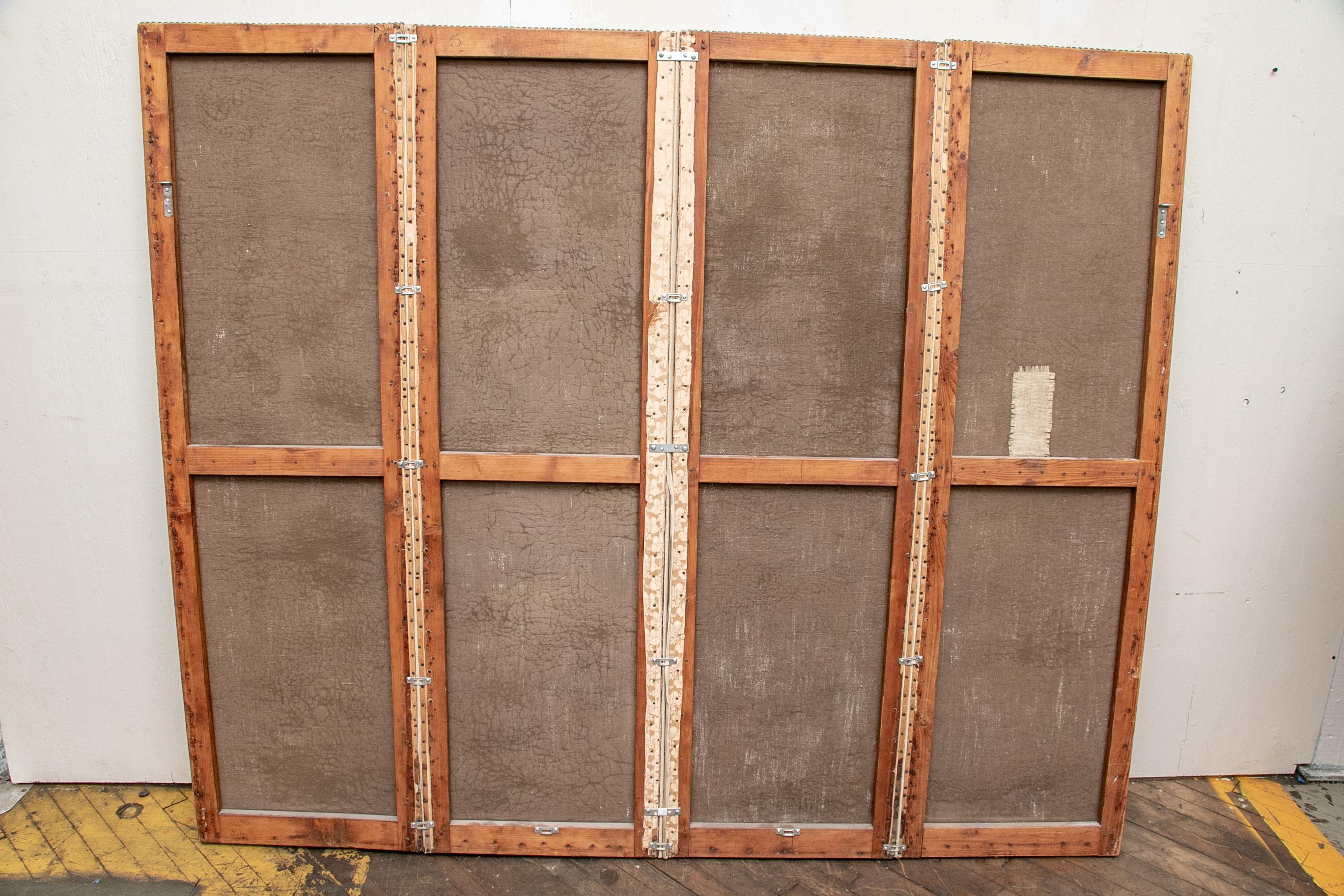 Antique French 4 Panel  19th Century Painted Screen 6