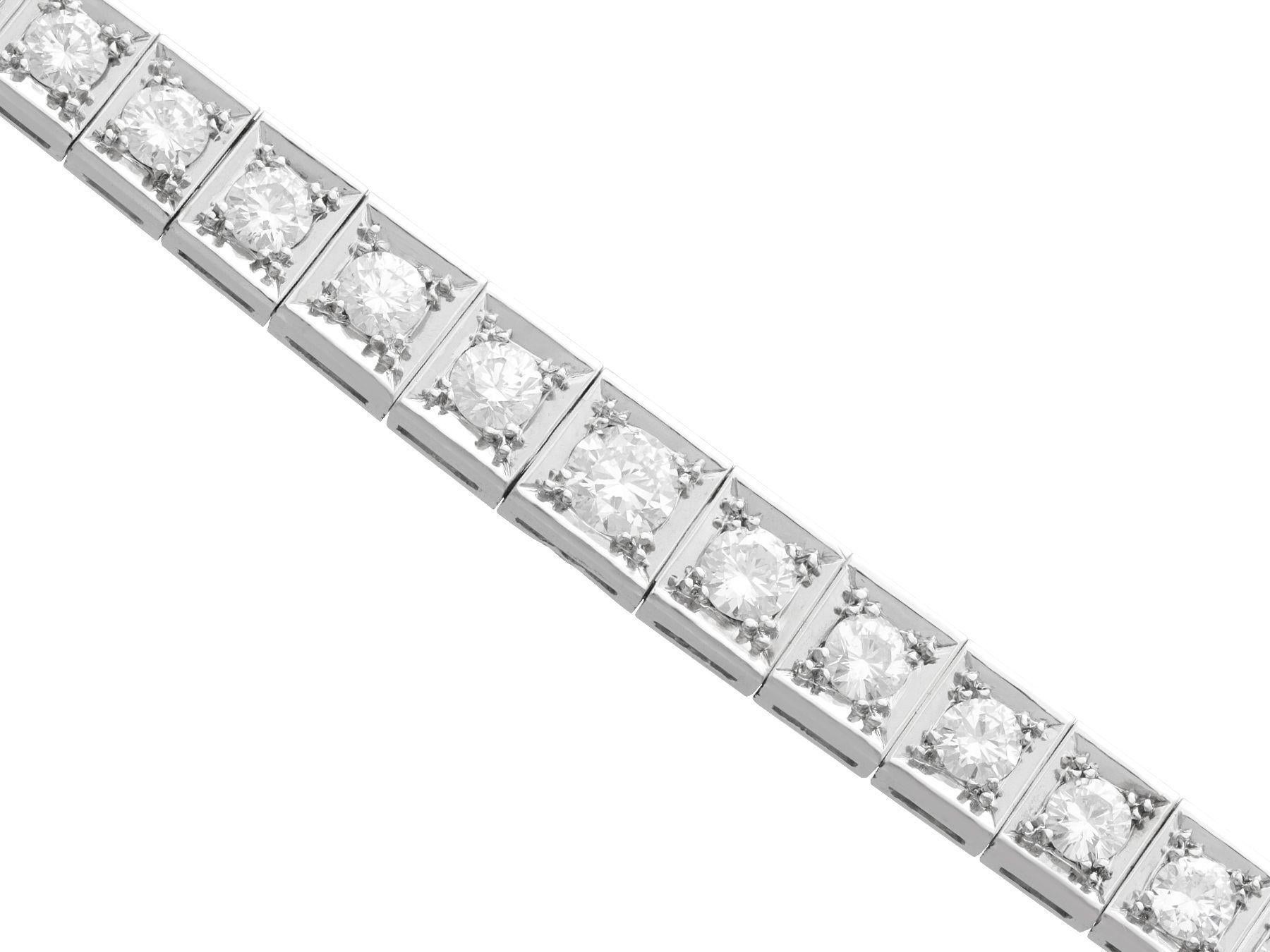 Round Cut Antique French 4.52 Carat Diamond and Platinum Bracelet For Sale
