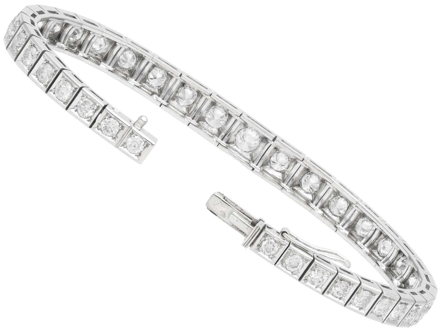 Women's or Men's Antique French 4.52 Carat Diamond and Platinum Bracelet For Sale