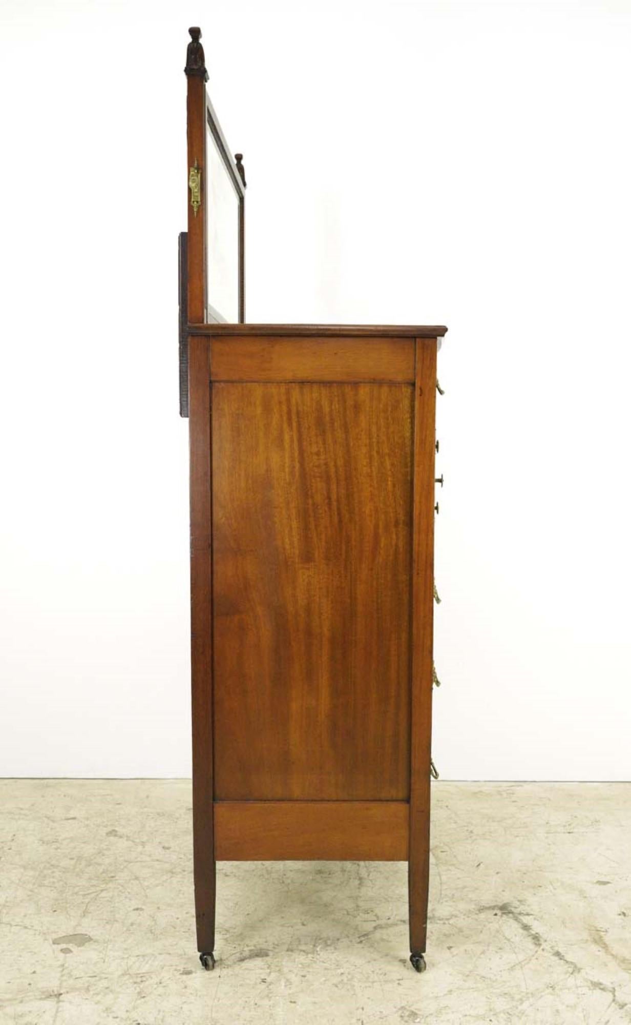Antique French 6 Drawer Bedroom Dresser Mirror Adjustable For Sale 8