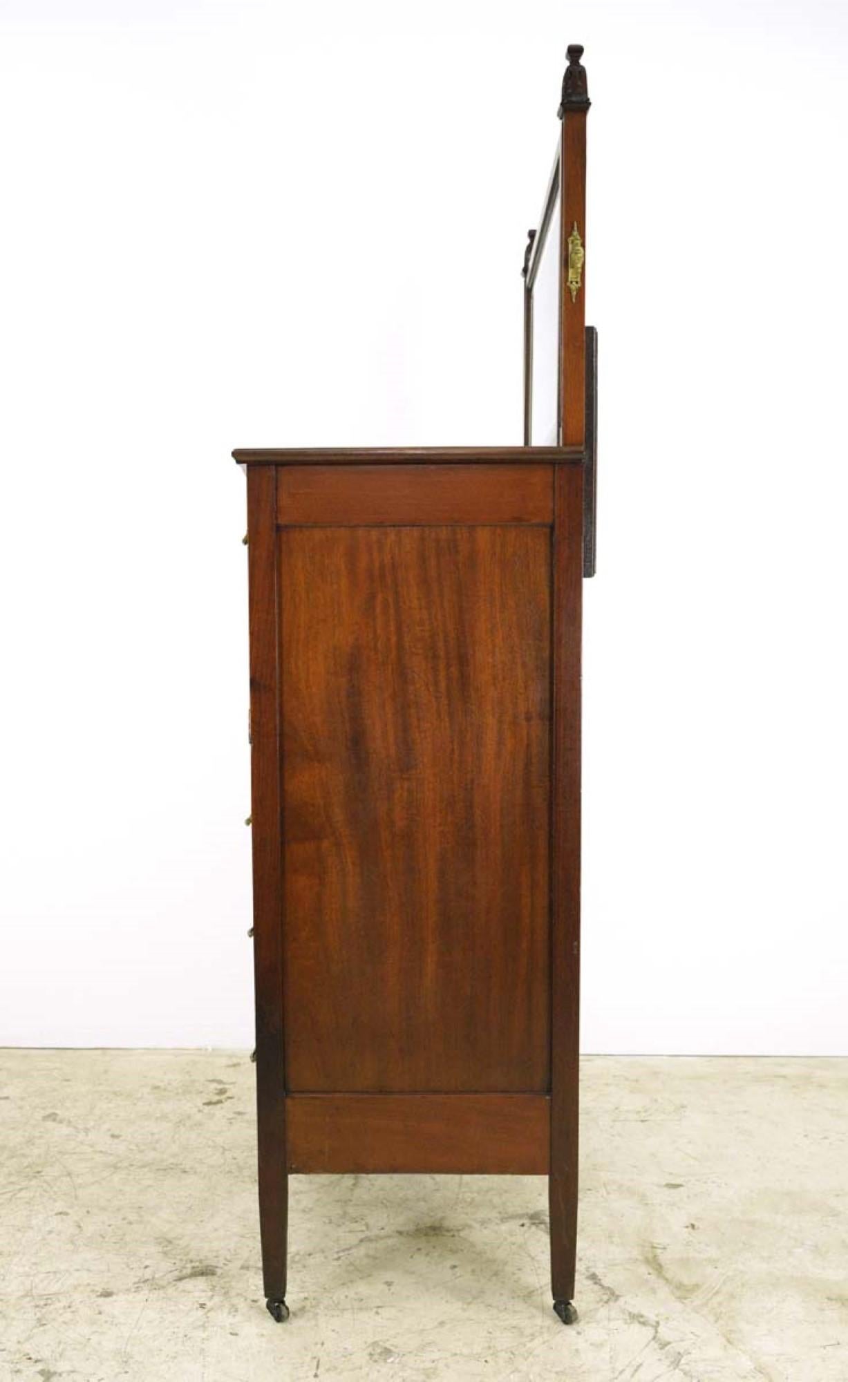 Antique French 6 Drawer Bedroom Dresser Mirror Adjustable For Sale 9